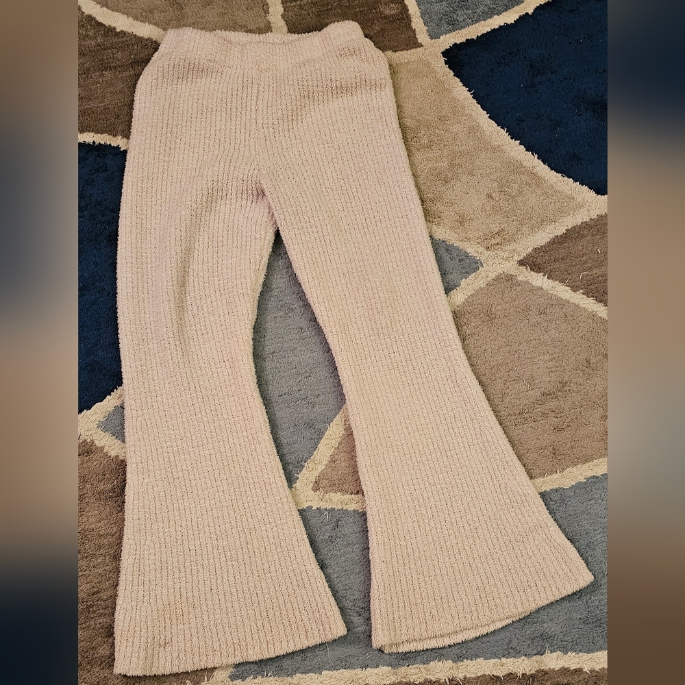 Cozy Knit Kids Flare Pants - Cream